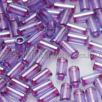 3mm短圓管日本珠水藍內鑲紫色10g