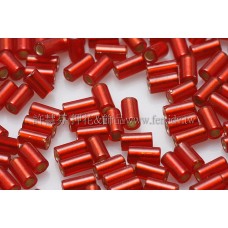 3mm短圓管日本珠面紅寶石內鑲銀色10g