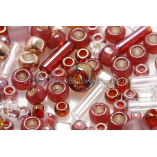 繽紛珠寶盒-酒紅色系混合珠--10g