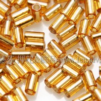 3mm短圓管日本珠晶亮玻璃內鑲金箔10g