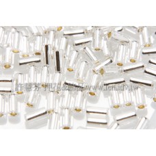 3mm短圓管日本珠晶亮玻璃內鑲銀箔色10g