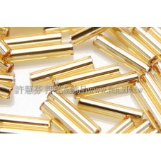 9mm長圓管日本珠晶亮金箔色10g