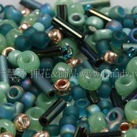 繽紛珠寶盒-典藏青瓷綠混合珠--10g