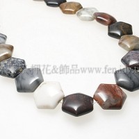 摩洛哥瑪瑙-六角形圓弧面-16x18mm-1個