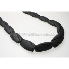 巴西黑石-霧面扁橢圓形螺旋花形-31x16mm-2個