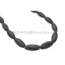 巴西黑石-橢圓形霧面螺旋花形-9x20mm-2個