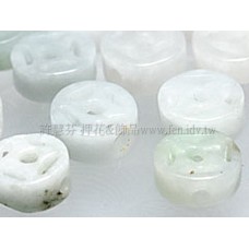 931 古錢翠白玉 10mm -2個 