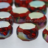 七彩銀面車輪珠-紅-10*6mm-10個