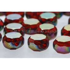 七彩銀面車輪珠-紅-10*6mm-10個